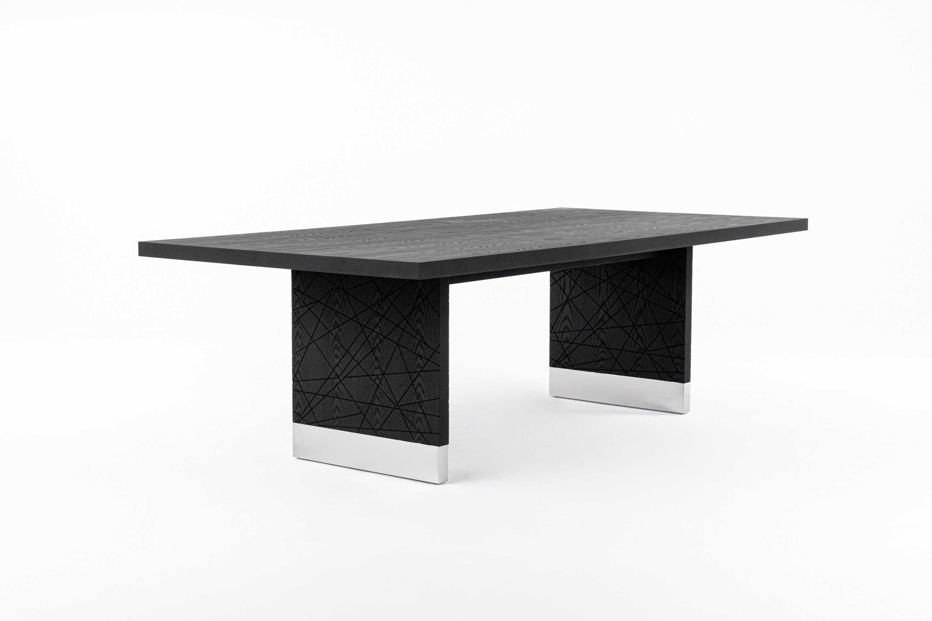 Kenda - Modern Black Ash + Stainless Steel Dining Table - image 2