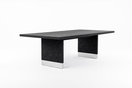 Kenda - Modern Black Ash + Stainless Steel Dining Table - image 2