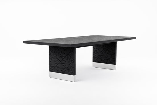 Kenda - Modern Black Ash + Stainless Steel Dining Table - image 2