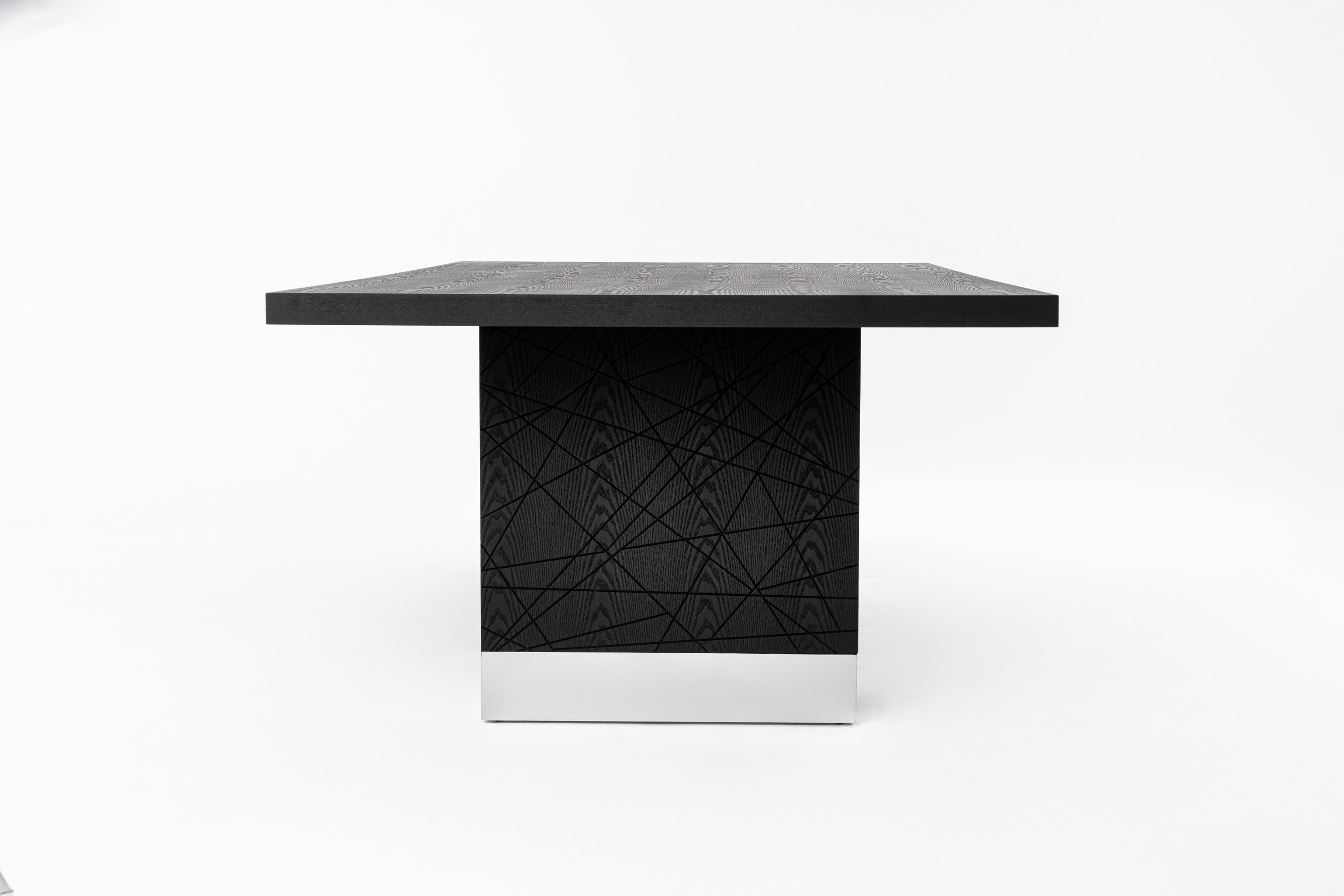 Kenda - Modern Black Ash + Stainless Steel Dining Table - image 3