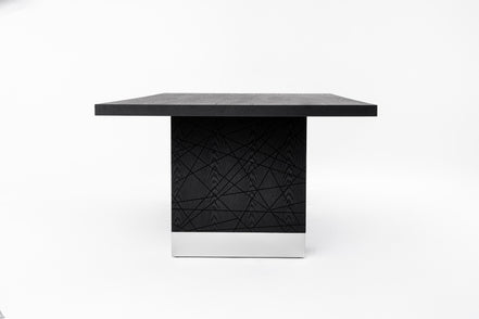 Kenda - Modern Black Ash + Stainless Steel Dining Table - image 3
