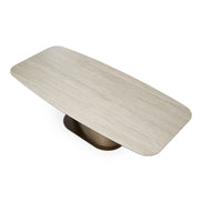 Kiefer - Modern Faux Travertine Ceramic + Bronze Dining Table - image 5