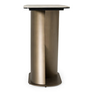 Kiefer - Modern Faux Travertine Ceramic + Bronze Console Table - image 3