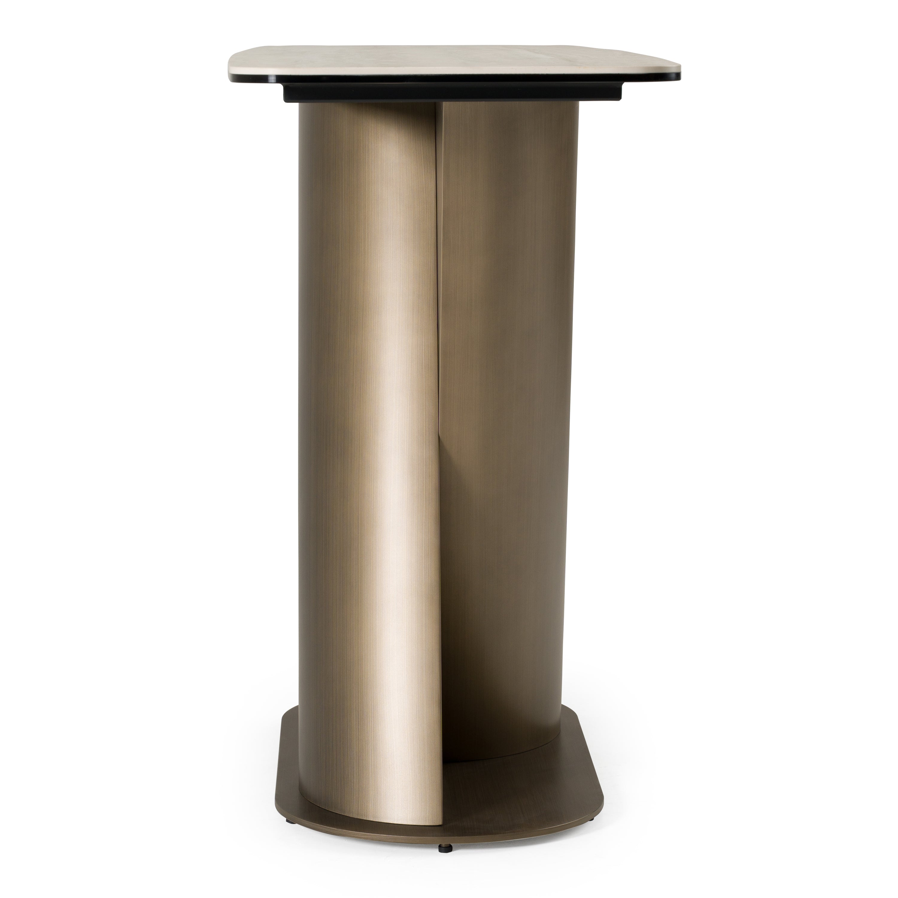 Kiefer - Modern Faux Travertine Ceramic + Bronze Console Table - image 3