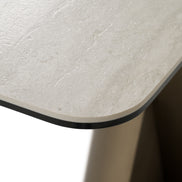 Kiefer - Modern Faux Travertine Ceramic + Bronze Console Table - image 4