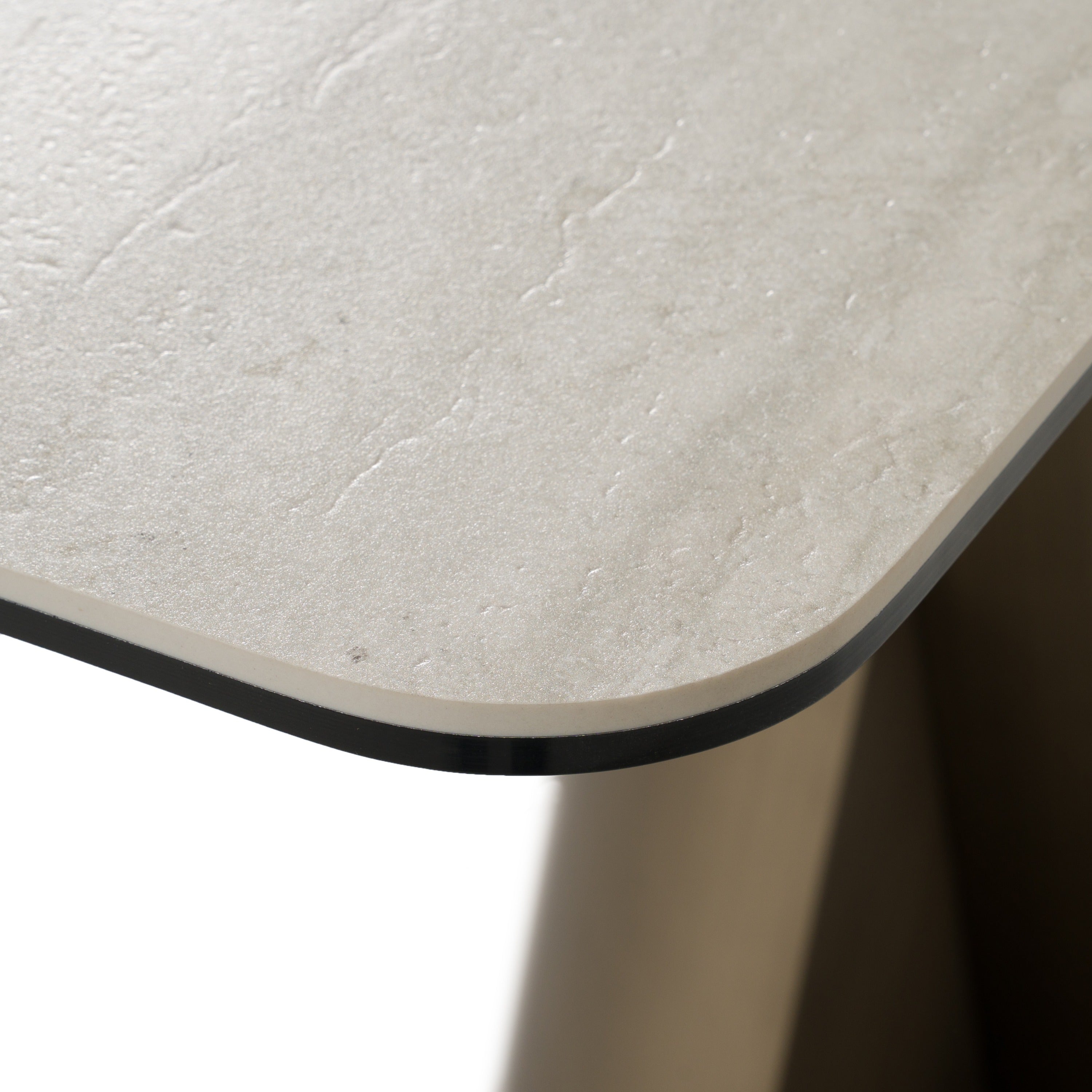 Kiefer - Modern Faux Travertine Ceramic + Bronze Console Table - image 4