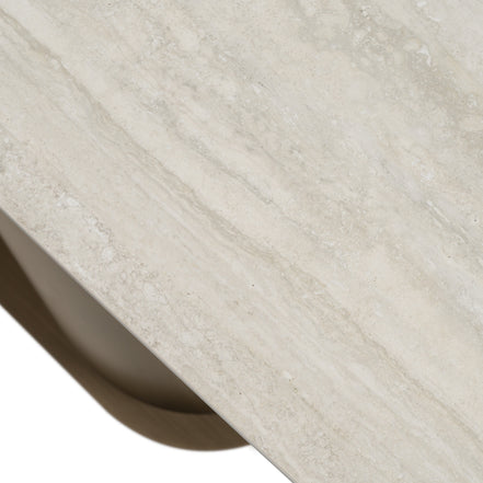 Kiefer - Modern Faux Travertine Ceramic + Bronze Console Table - image 5
