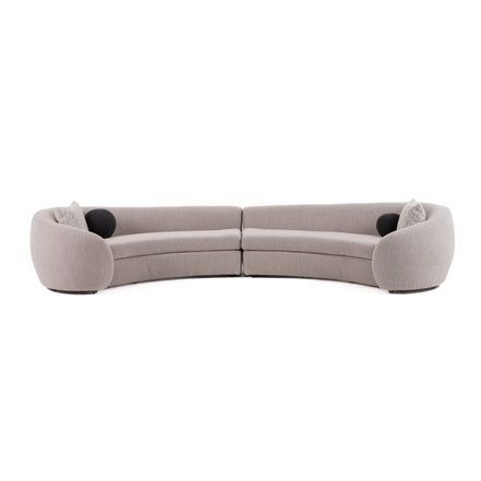 Kilmer Modern Grey Curved Fabric Sectional Sofa