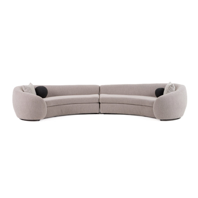 Kilmer Modern Grey Curved Fabric Sectional Sofa