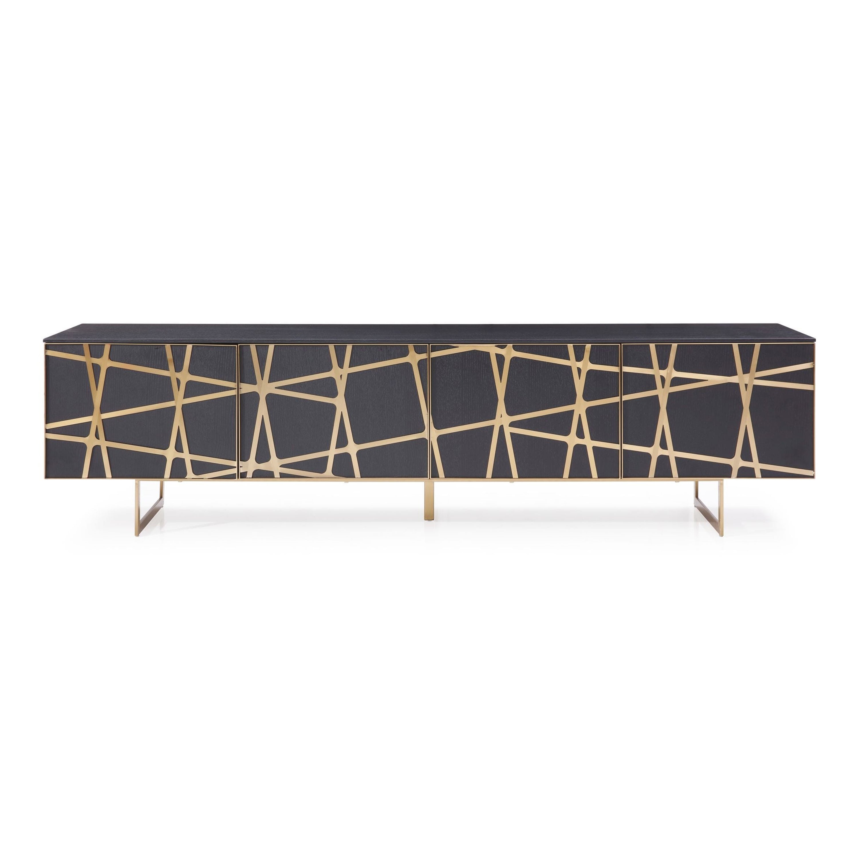 Kilson - Modern Black Oak & Champagne Gold TV Stand - image 4