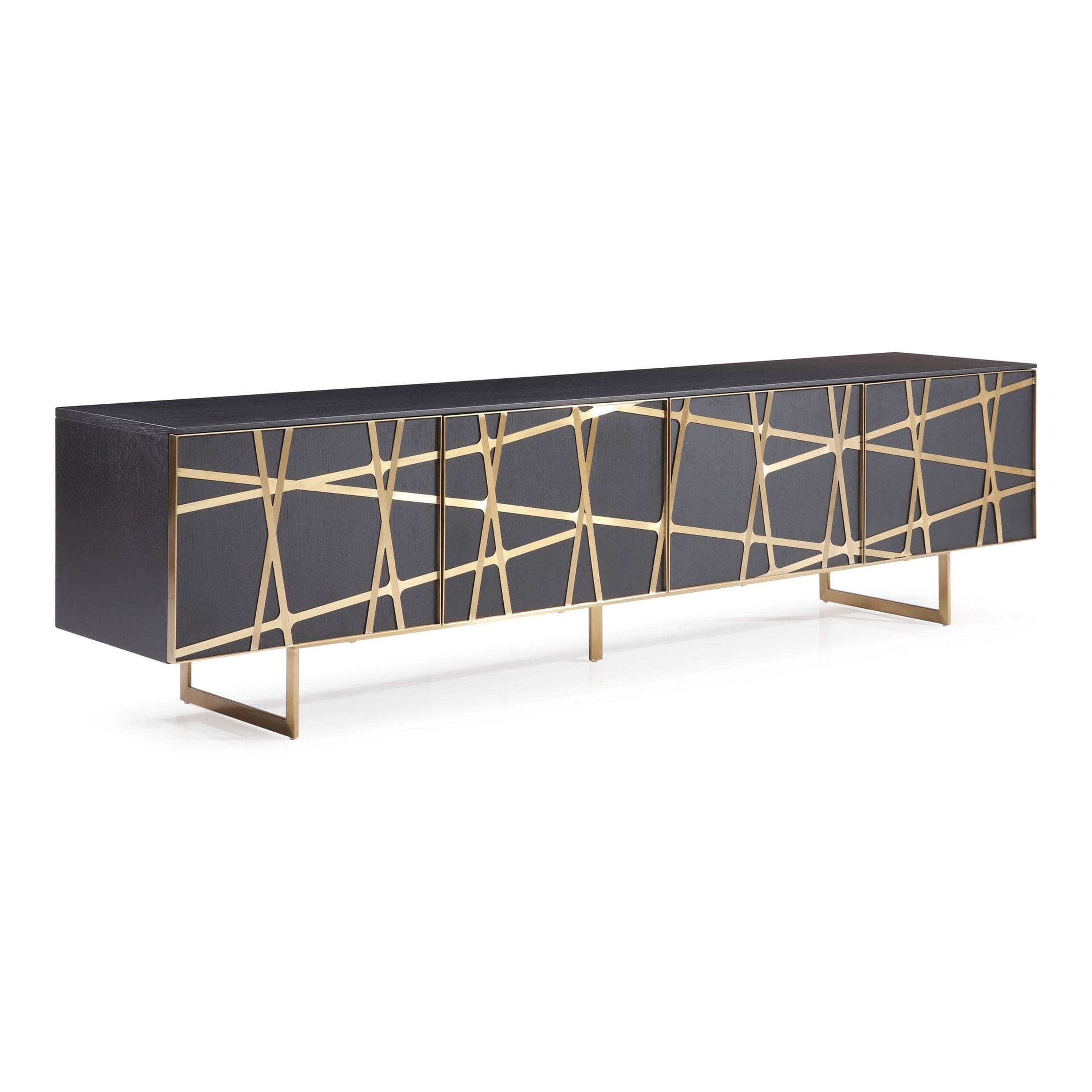Kilson - Modern Black Oak & Champagne Gold TV Stand - image 5