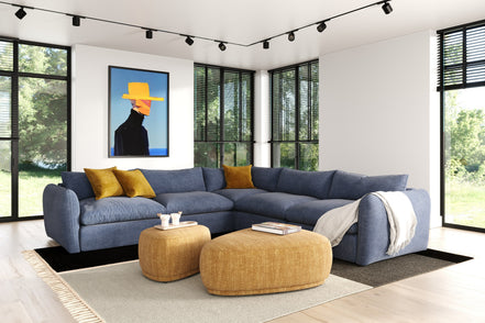 Kinsey - Modern Blue Fabric Modular Sectional Sofa-5-Piece Sectional - image 3
