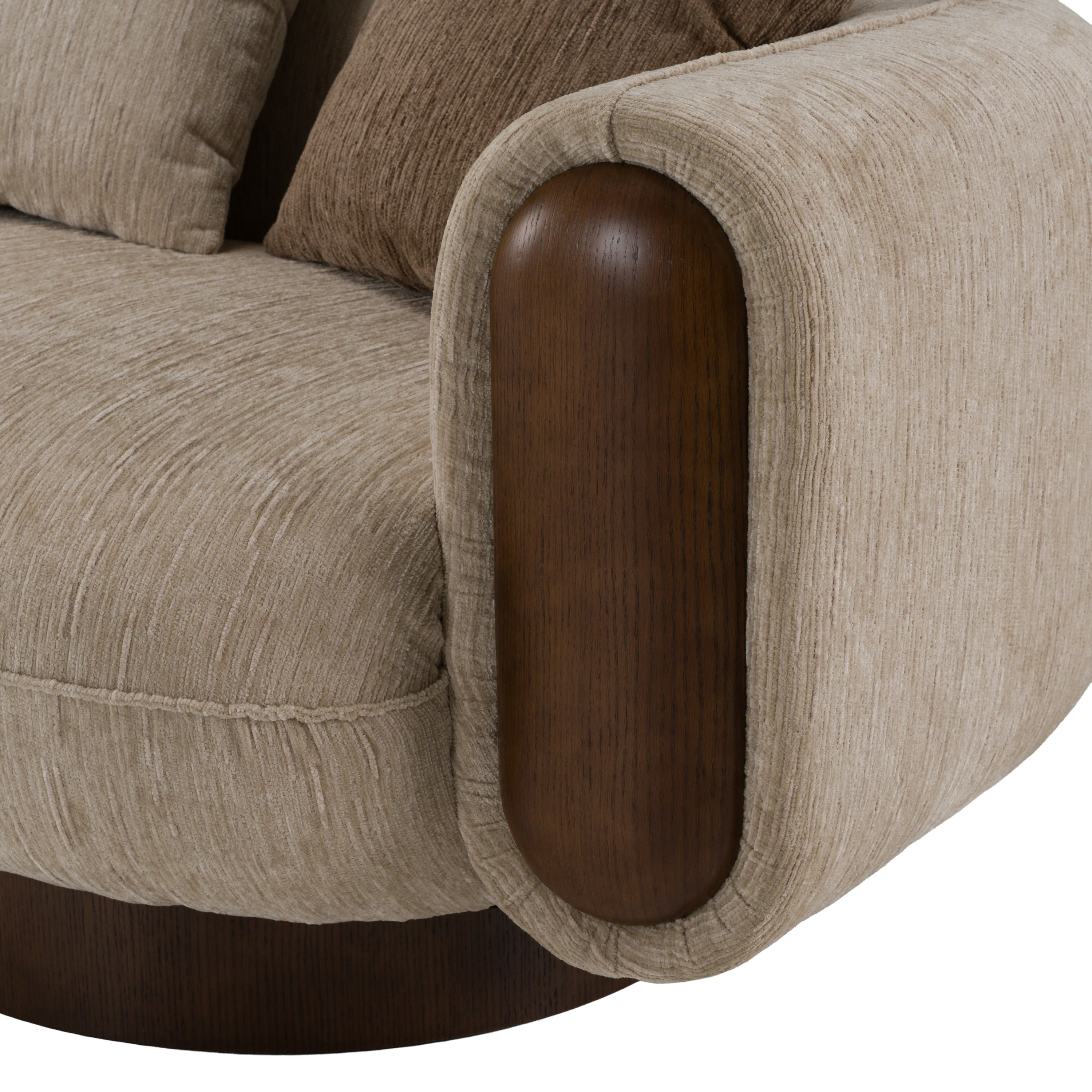 Kiran - Modern Beige + Brown Fabric Sofa - image 5