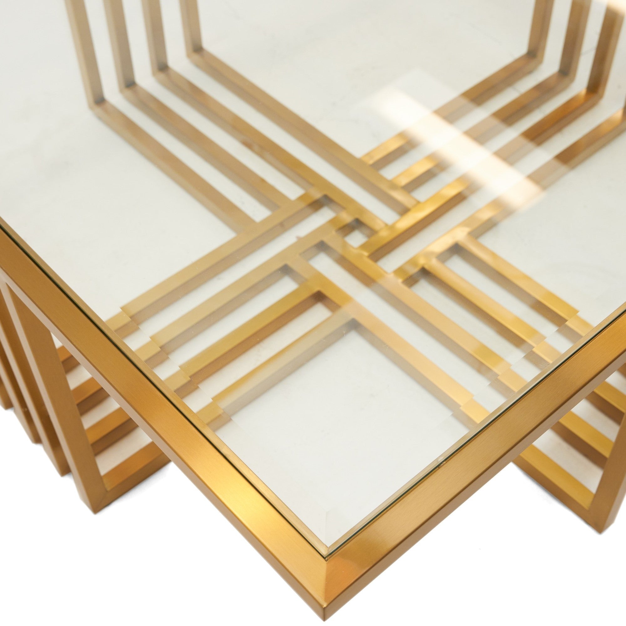 Kodiak - Glam Clear Glass and Gold Glass Coffee Table - image 2