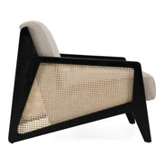 Kratz - Modern Beige Fabric + Rattan + Black Walnut Accent Chair - image 2