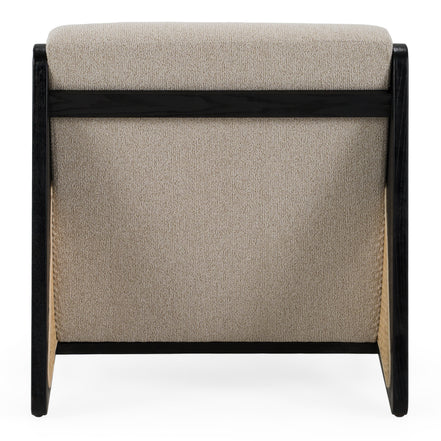Kratz - Modern Beige Fabric + Rattan + Black Walnut Accent Chair - image 3