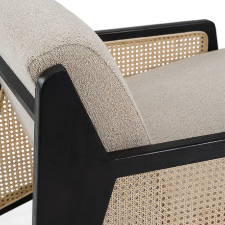 Kratz - Modern Beige Fabric + Rattan + Black Walnut Accent Chair - image 4