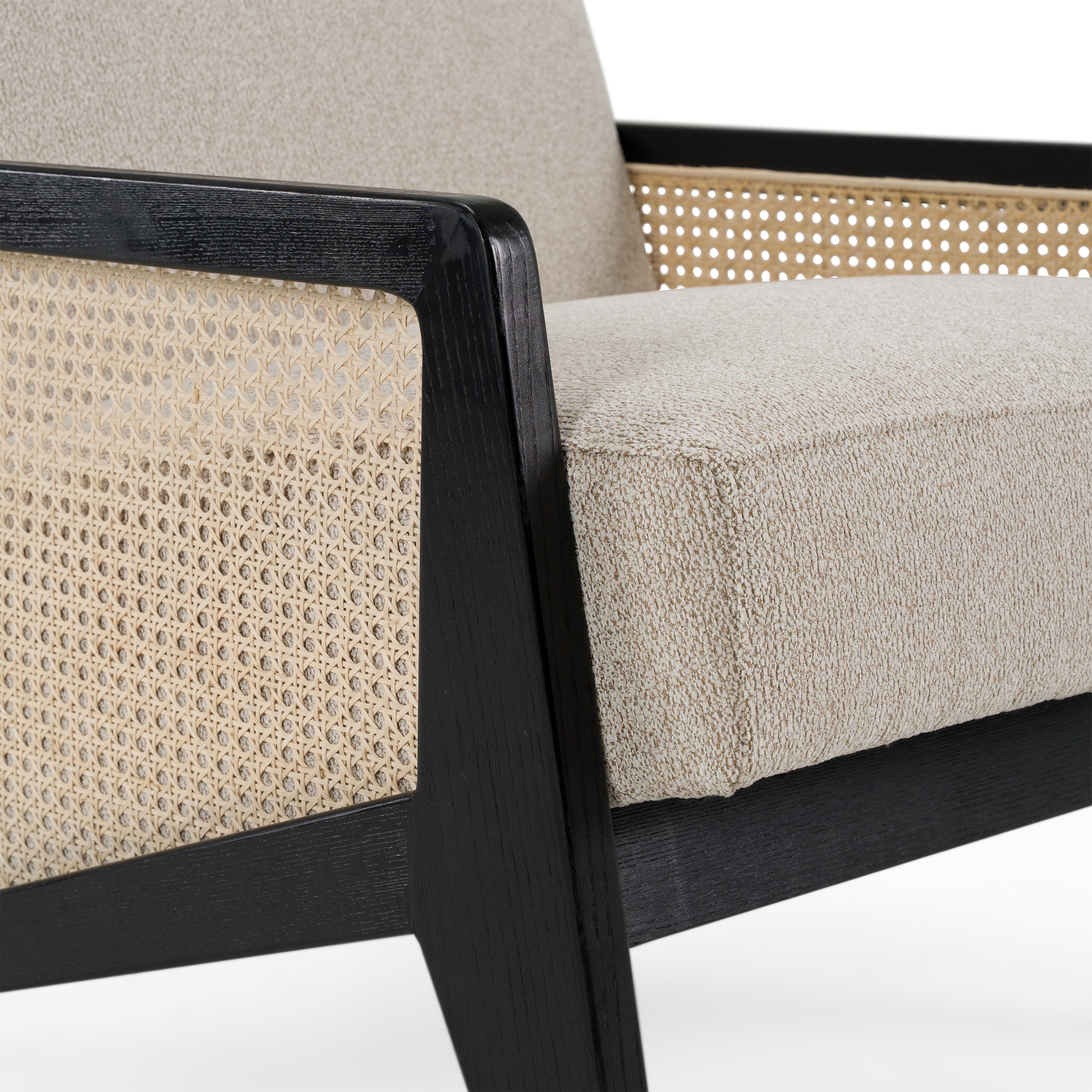 Kratz - Modern Beige Fabric + Rattan + Black Walnut Accent Chair - image 5