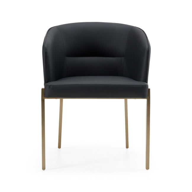 Kravitz - Modern Dark Grey Vegan Leather + Antique Brass Dining Chair