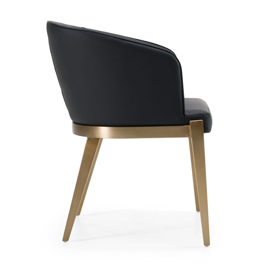 Kravitz - Modern Dark Grey Vegan Leather + Antique Brass Dining Chair - image 2