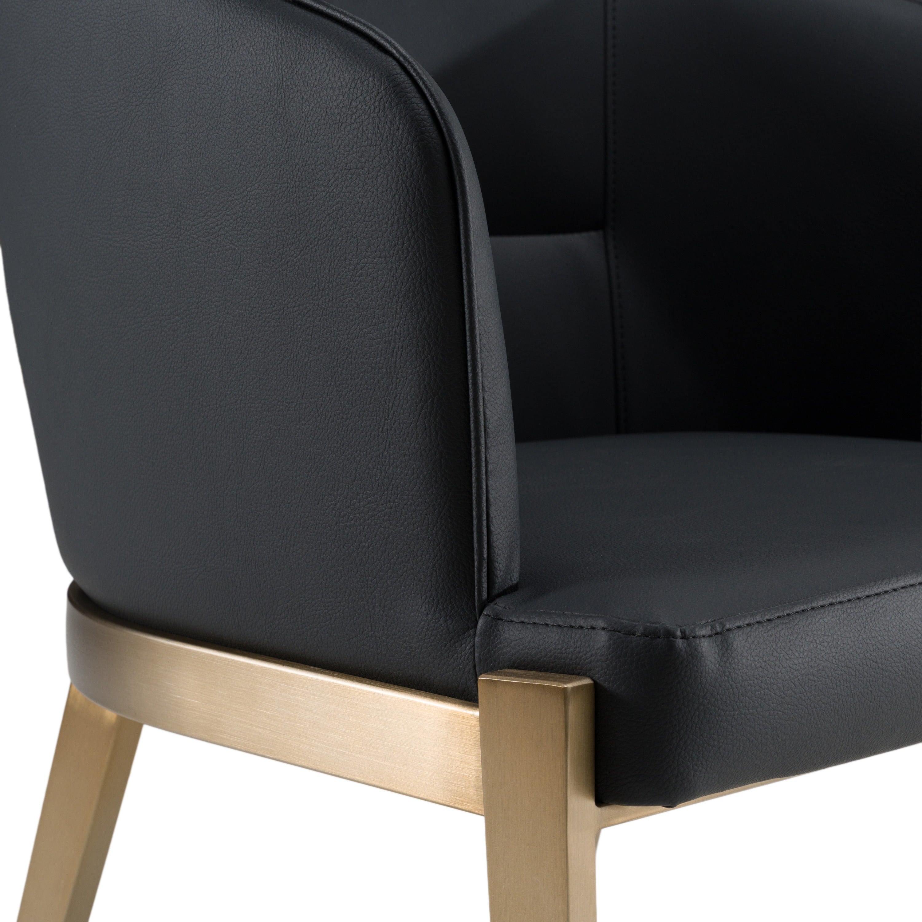 Kravitz - Modern Dark Grey Vegan Leather + Antique Brass Dining Chair - image 3