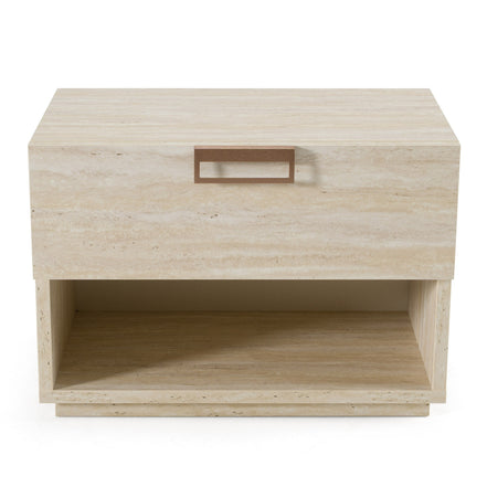 Lago - Modern Faux Travertine Nightstand