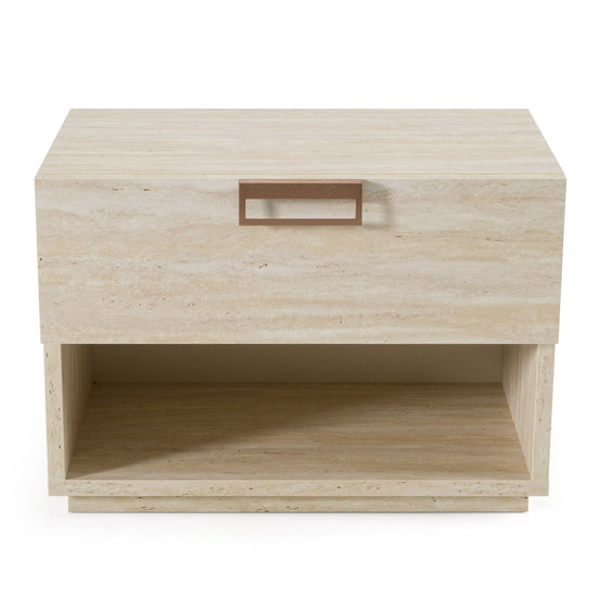 Lago - Modern Faux Travertine Nightstand