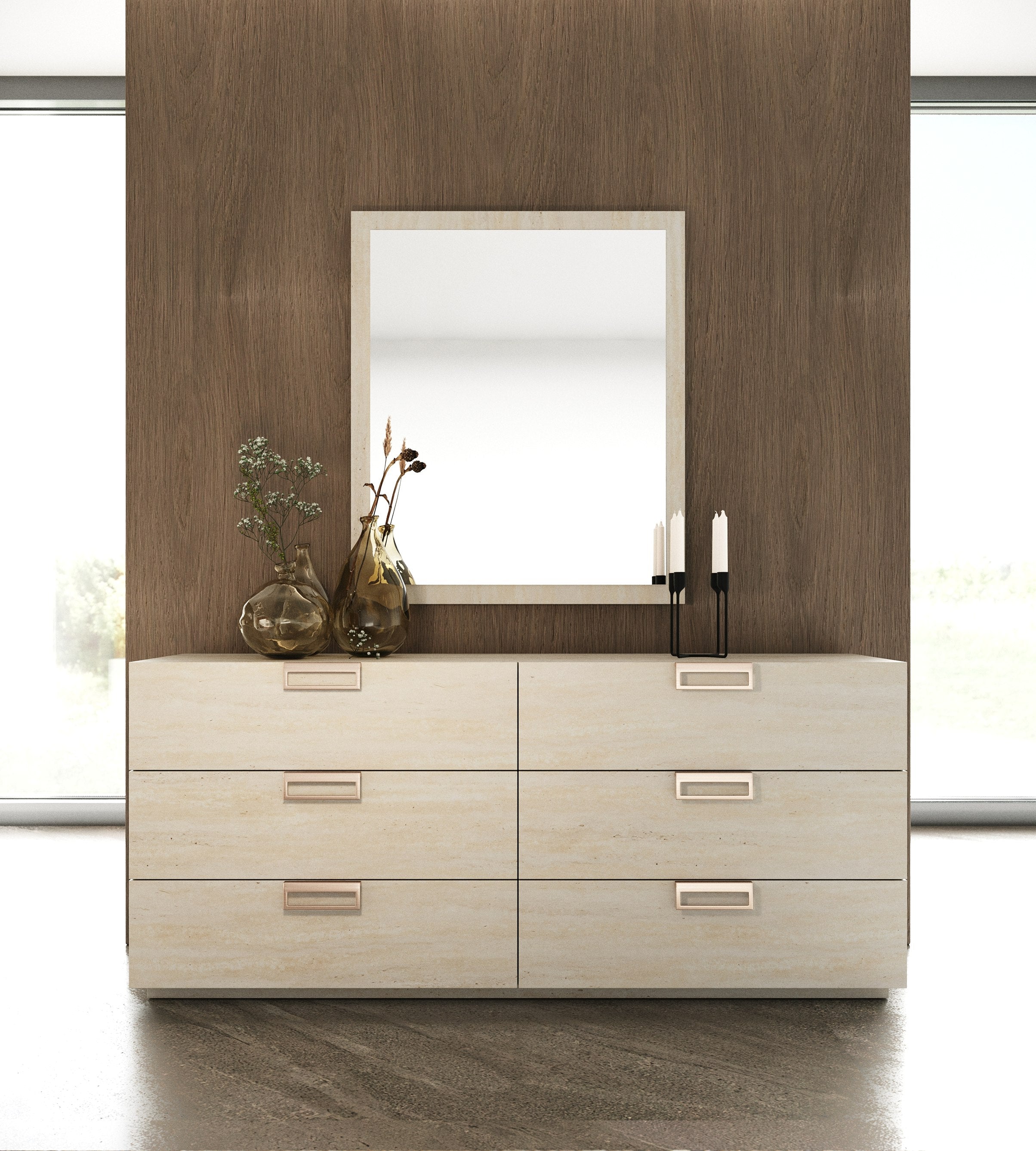 Lago - Modern Faux Travertine Mirror - image 4