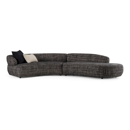 Lakota - Modern Dark Grey Fabric Curved Sectional Sofa
