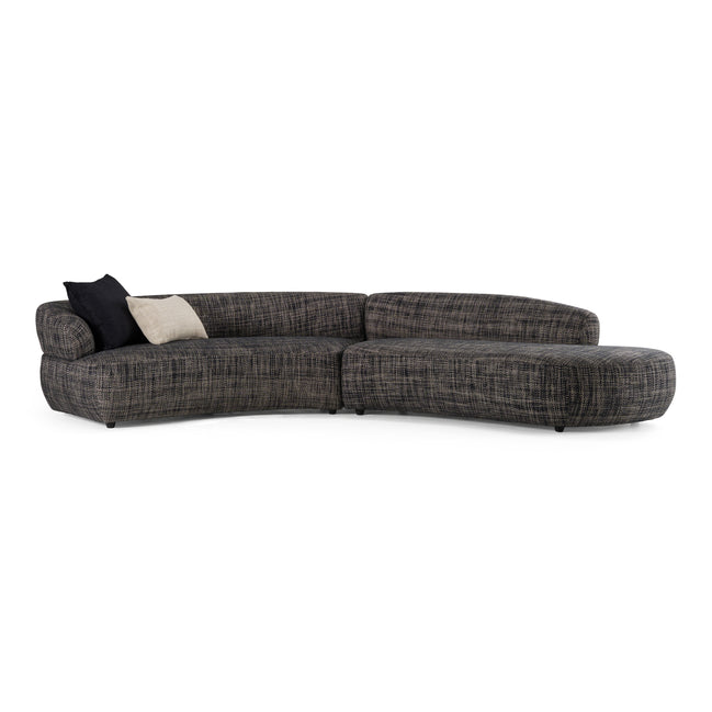 Lakota - Modern Dark Grey Fabric Curved Sectional Sofa
