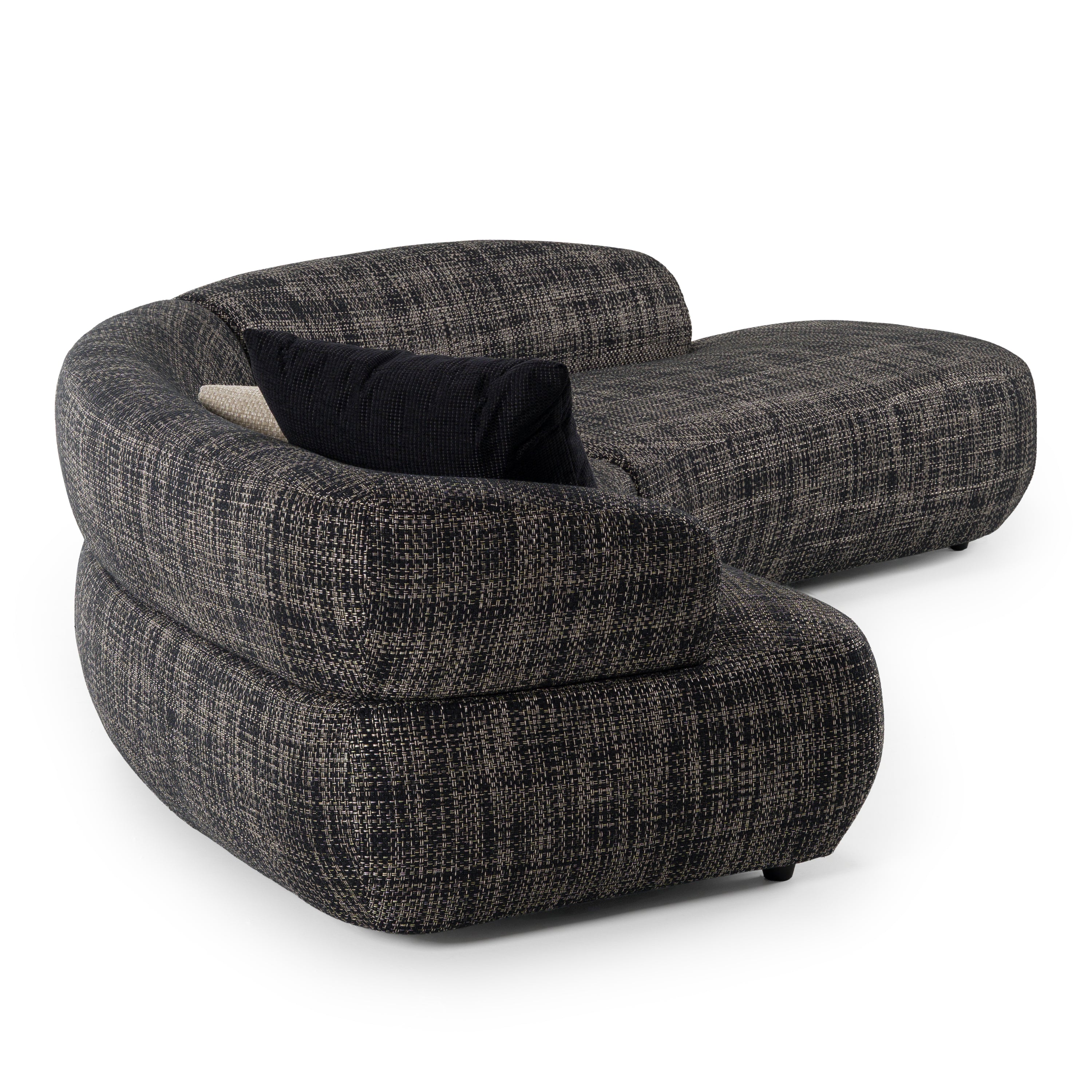 Lakota - Modern Dark Grey Fabric Curved Sectional Sofa - image 3