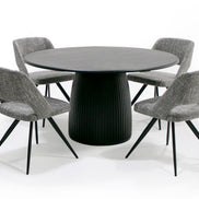 Lander Modern Mid Century Black Oak Round Dining Table