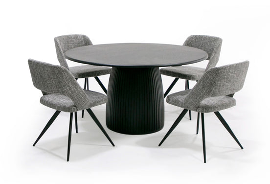 Lander Modern Mid Century Black Oak Round Dining Table