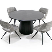 Lander Modern Mid Century Black Oak Round Dining Table - image 2