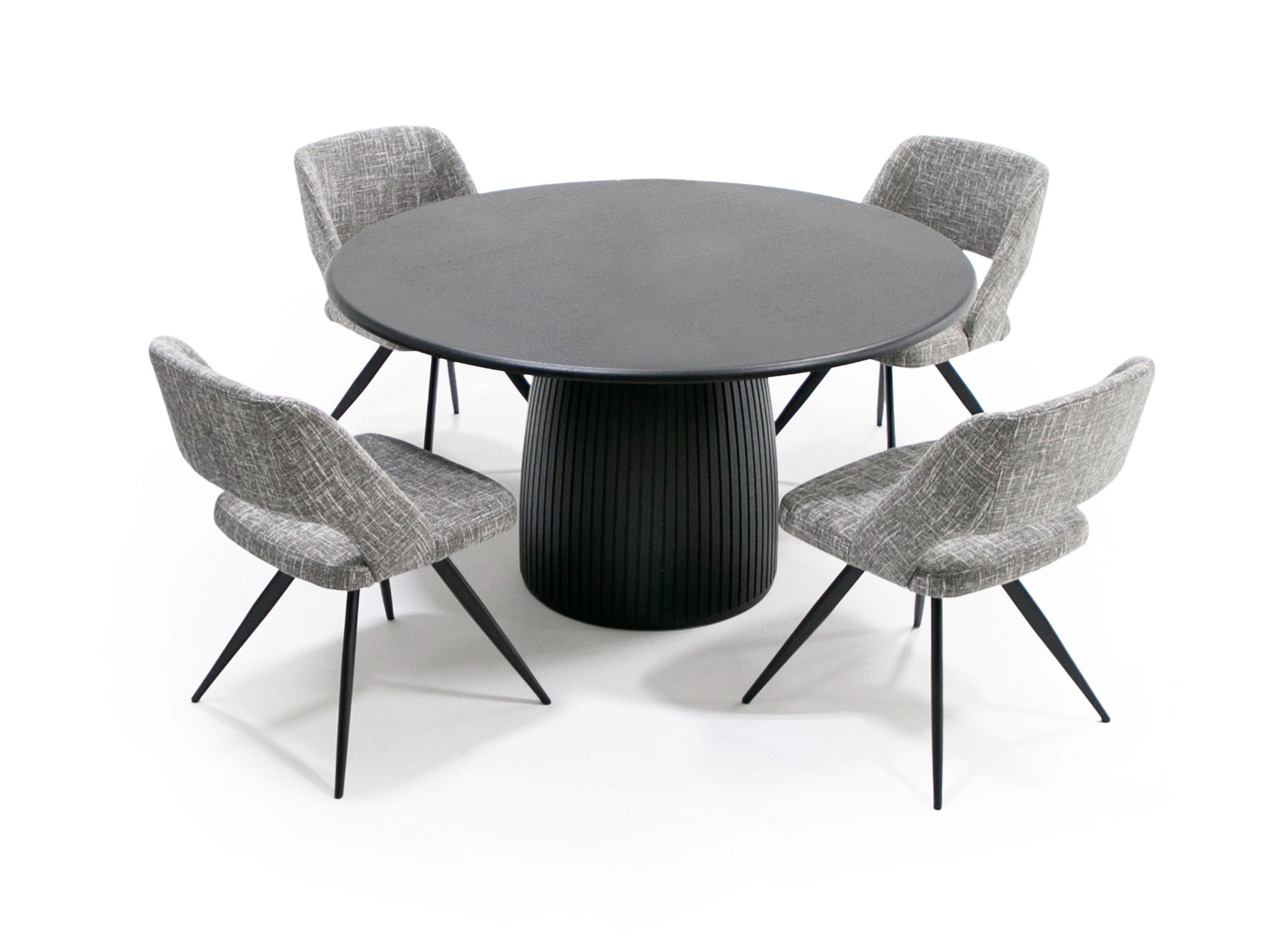 Lander Modern Mid Century Black Oak Round Dining Table - image 2