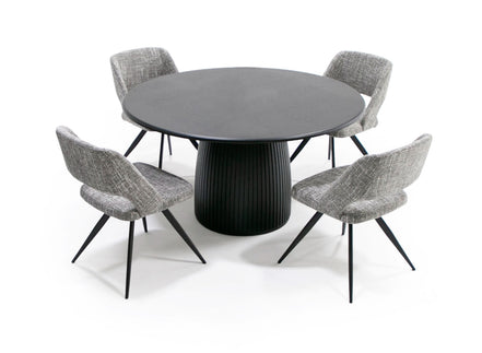 Lander Modern Mid Century Black Oak Round Dining Table - image 2