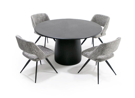 Lander Modern Mid Century Black Oak Round Dining Table - image 2