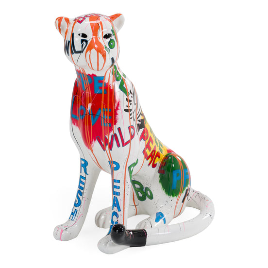 Large Graffiti Leopard - White + Multi-Color Sculpture - image 2