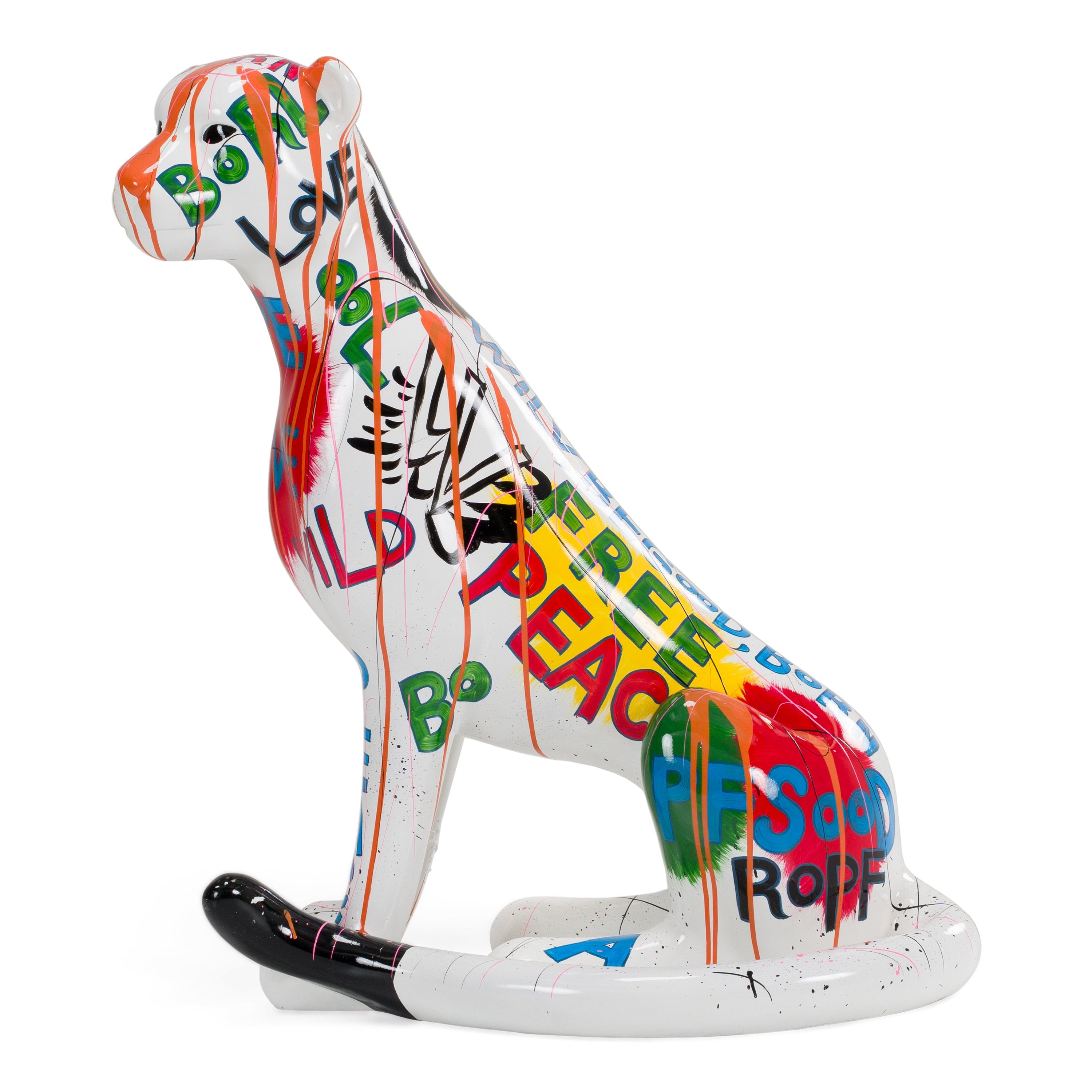 Large Graffiti Leopard - White + Multi-Color Sculpture - image 3