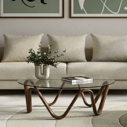 Lassen - Modern Glass & Walnut Coffee Table - image 2