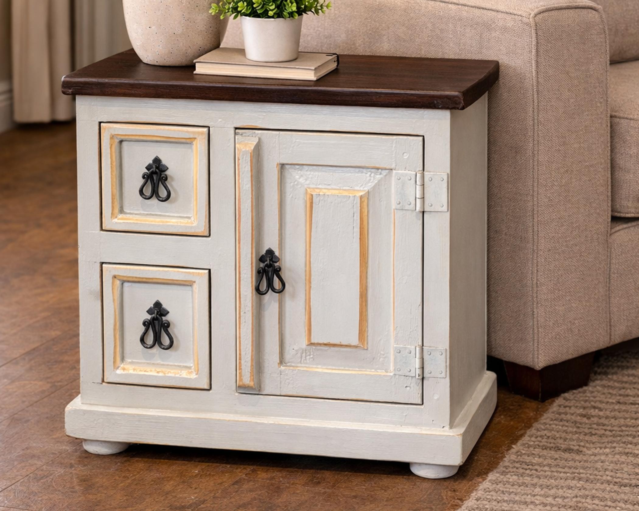 End Table Walnut White