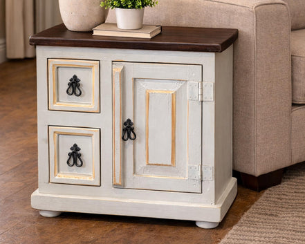 End Table Walnut White