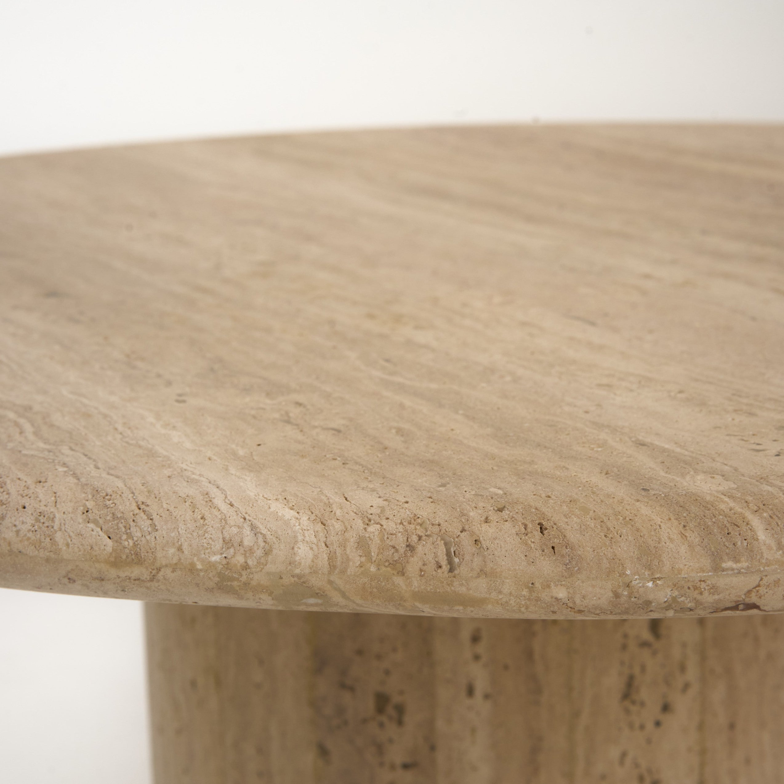 Lavaca - Modern Travertine Marble Round Coffee Table - image 2