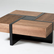 Makai Modern Walnut & Black Square Coffee Table