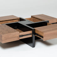 Makai Modern Walnut & Black Square Coffee Table - image 2