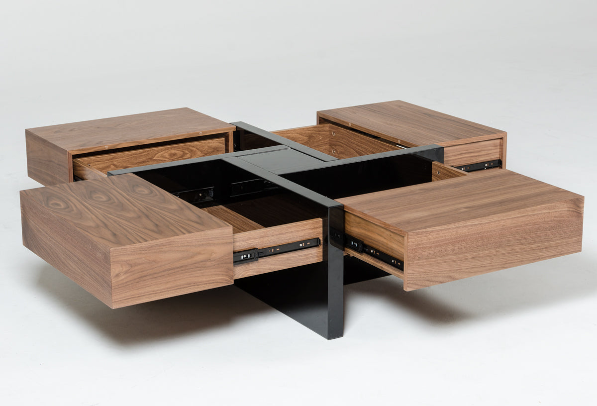 Makai Modern Walnut & Black Square Coffee Table - image 2