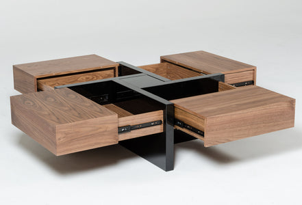 Makai Modern Walnut & Black Square Coffee Table - image 2