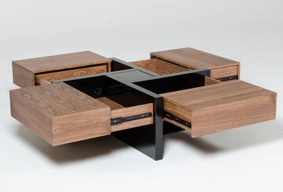 Makai Modern Walnut & Black Square Coffee Table - image 2