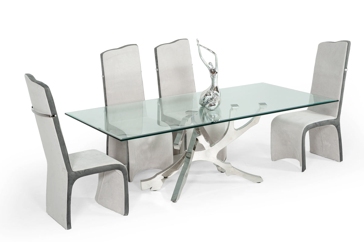 Legend Modern Glass & Stainless Steel Dining Table - image 2