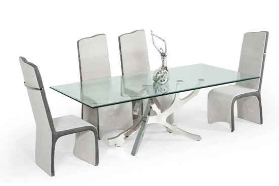 Legend Modern Glass & Stainless Steel Dining Table - image 2